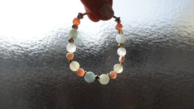 太陽石×摩根石×海藍寶天然水晶設計手鍊【設計款】