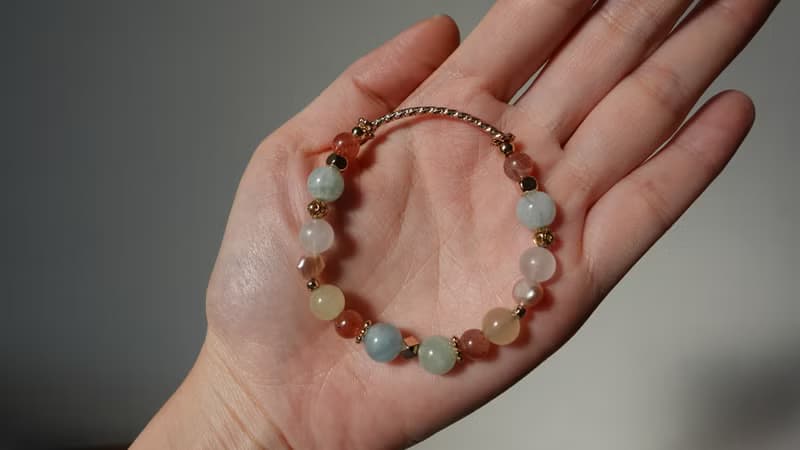 太陽石×摩根石×海藍寶天然水晶設計手鍊【設計款】