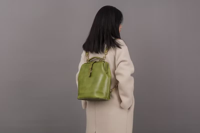 【切线派】纯手工双肩背包医生包口金包真皮后背包