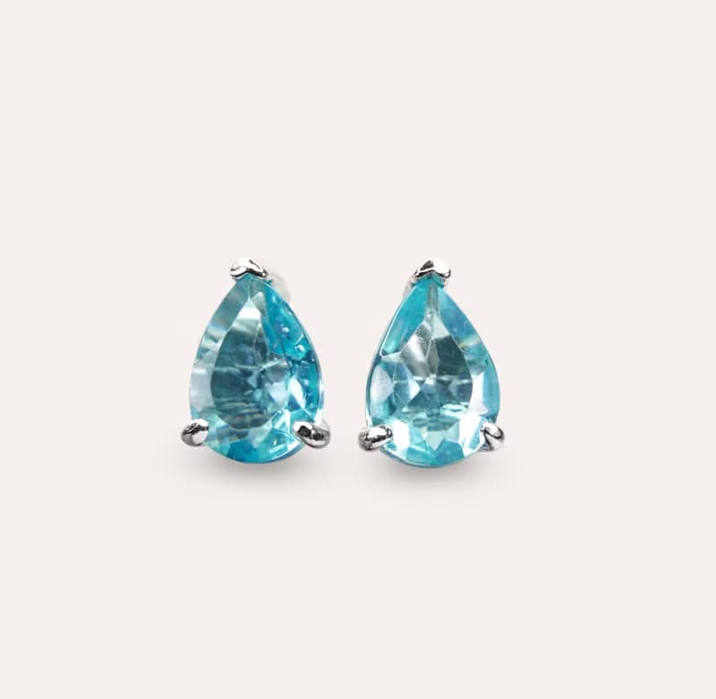 AND 磷灰石 藍色 水滴 5*7mm  耳環 經典系列 Pear E 天然寶石
