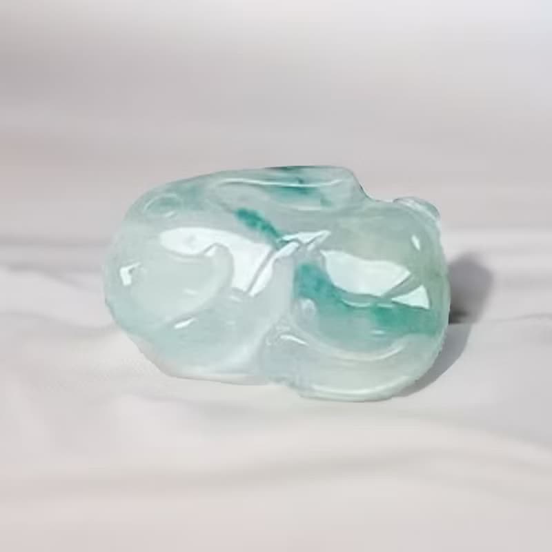 冰飄藍花翡翠小兔子| 天然緬甸玉A貨翡翠 | 送禮