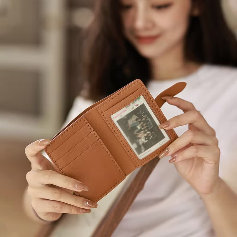 真皮短夾 牛皮錢包 女卡包卡夾 零錢包皮夾 禮物【免費刻英文名】