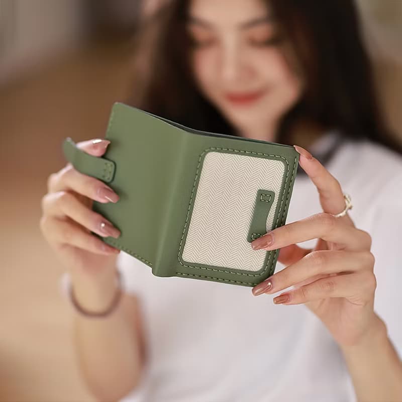 真皮短夾 牛皮錢包 女卡包卡夾 零錢包皮夾 禮物【免費刻英文名】