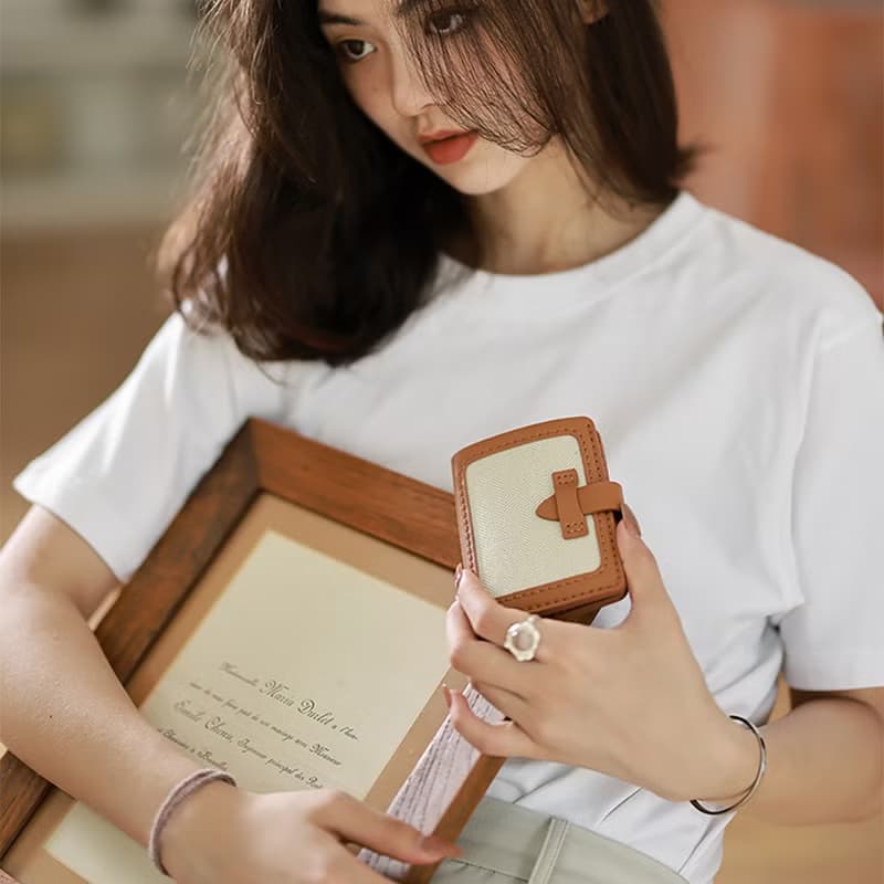 真皮短夾 牛皮錢包 女卡包卡夾 零錢包皮夾 禮物【免費刻英文名】