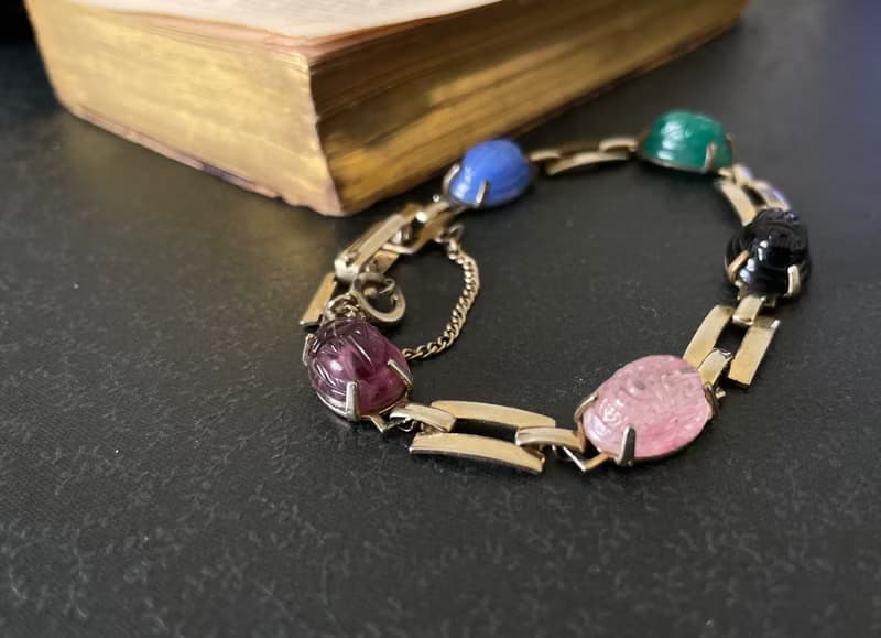 古董彩色聖甲蟲手鍊  BR125