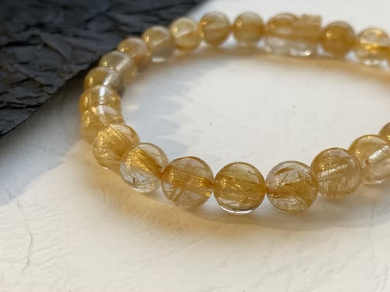 免費開光 天然鈦晶手鍊 滿礦招財貔貅手鍊 金黃順絲~