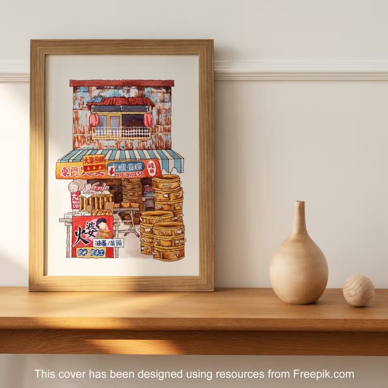 台灣街景海報-嘉義火婆煎粿-藝術微噴/掛畫/複製畫