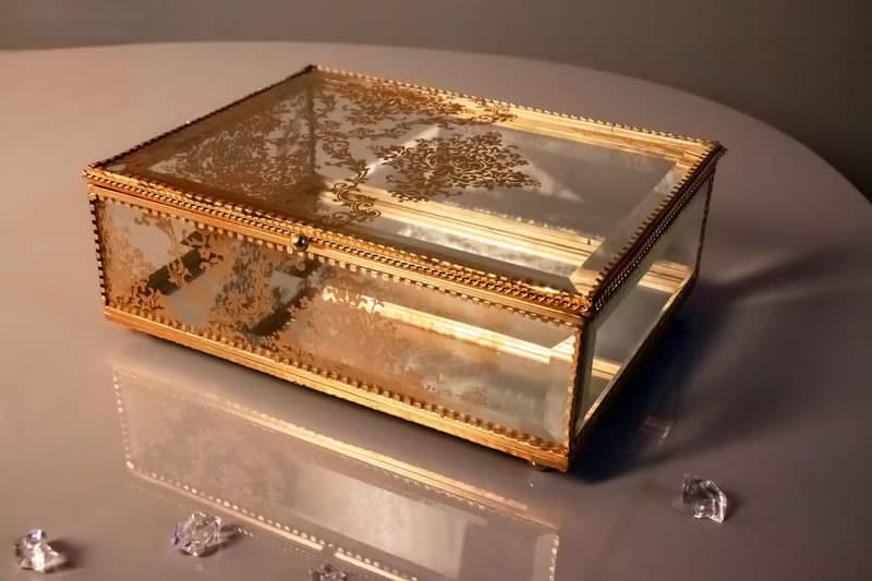 【莊雅花園─古典玻璃珠寶盒單入組】金色│收納盒│玻璃│甜點