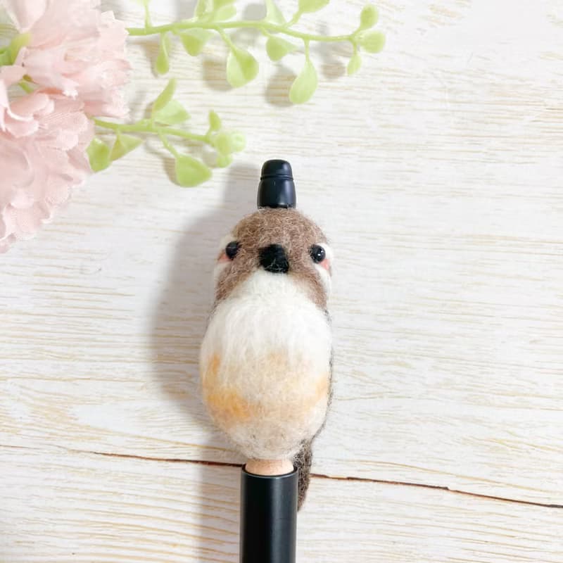 日本の野鳥 コゲラ好きさんのための存在感たっぷり 羊毛フェルト オリジナルマスコット 推しカスタムボールペン ギフト プレゼント 文房具 筆記用具 グッズ