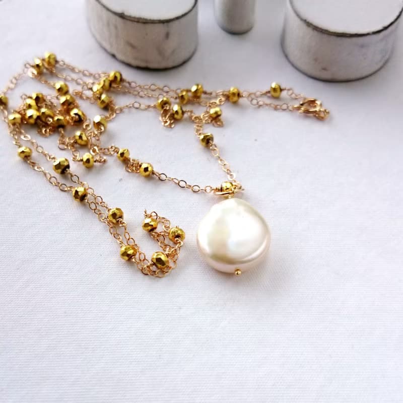 14kgf*gold Pyrite station long necklace + TOP