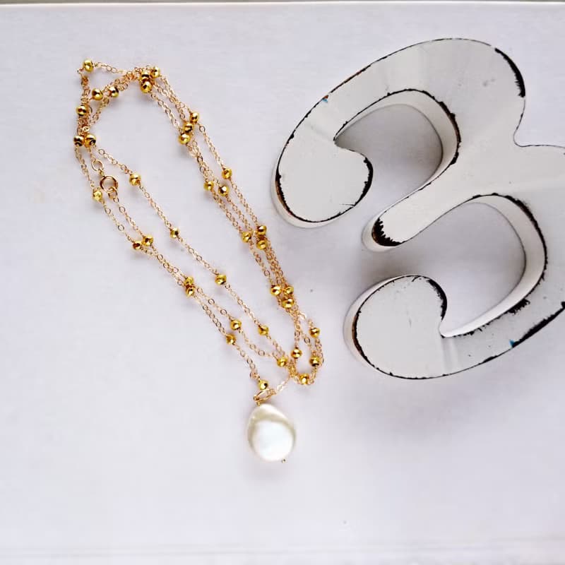 14kgf*gold Pyrite station long necklace + TOP