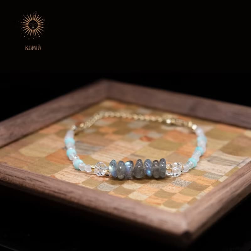 【限量】【春東京/Spring in Tokyo】超美隨形藍月光配粉晶手鍊