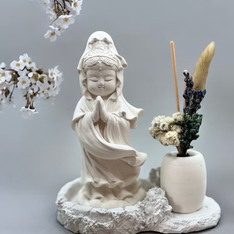觀音三十三法相之合掌觀音 禪風居家香氛擺件