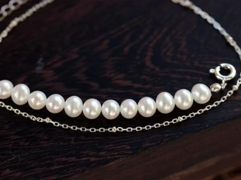 淡水パールの2連ボールチェーンブレスレット 6月誕生石
