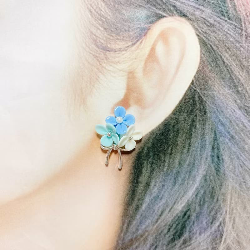 蝴蝶結花束款耳環 | 黏土耳環