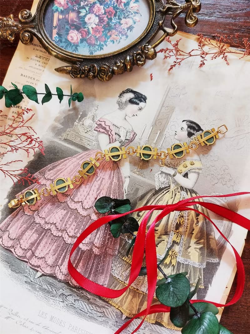 現貨在台-Krementz包金玉石竹節手鍊 海報款【美國老件時尚珠寶】