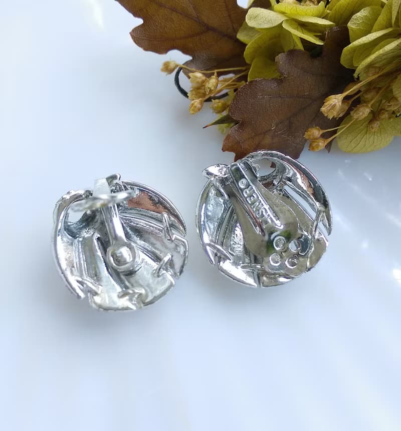 Vintage Jewelry 西洋古董飾品 LISNER 銀色調 對稱優雅 夾式耳環