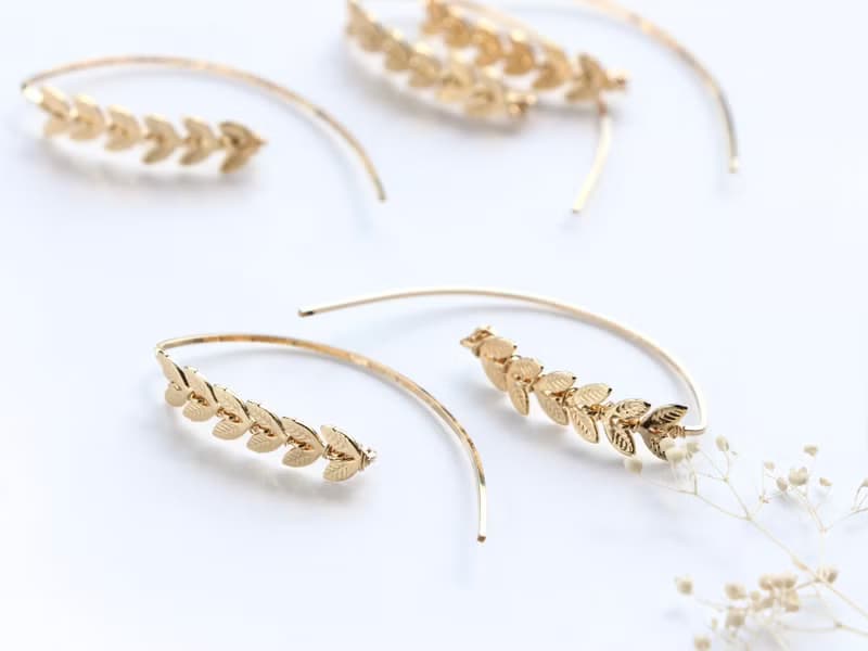 14kgf-leaf marquis pierced earrings