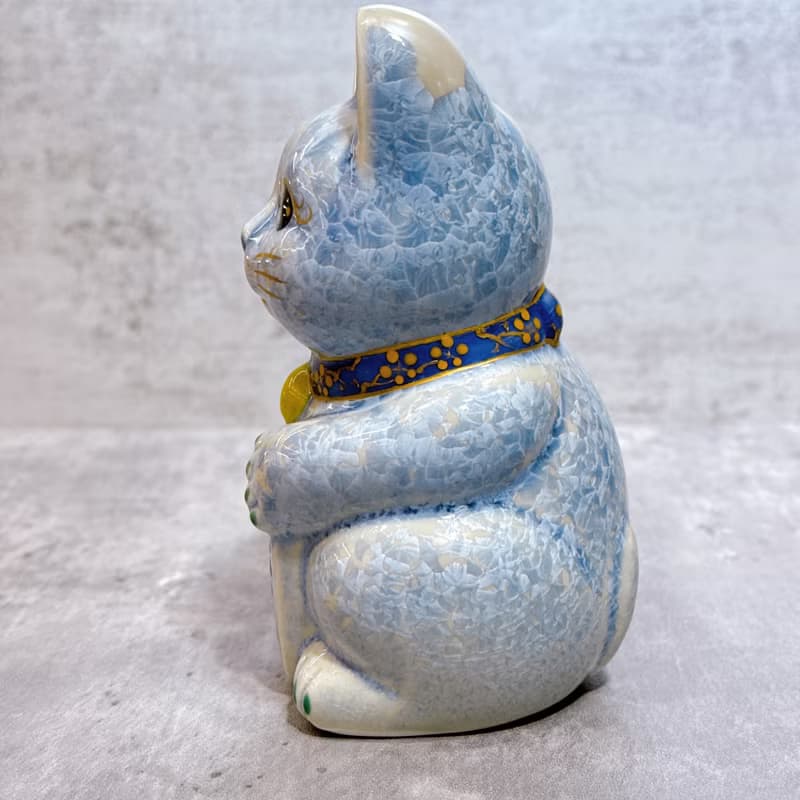 【花霧瑞盈】日本清水燒招財貓 | 花結晶 銀藤 - 億万両 右