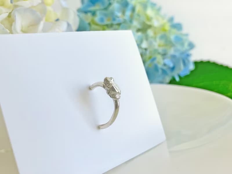 小さなカエルのフープピアス