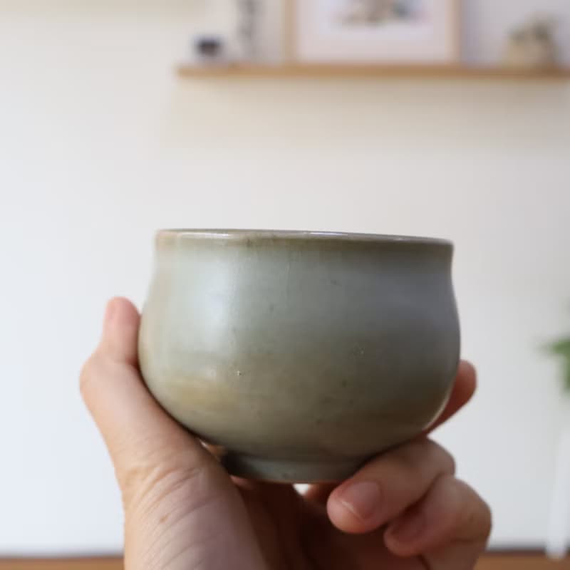 碧玉 柴燒陶大茶杯
