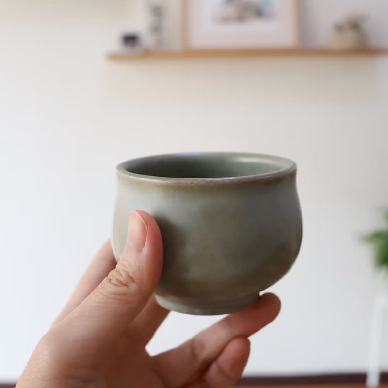 碧玉 柴燒陶大茶杯