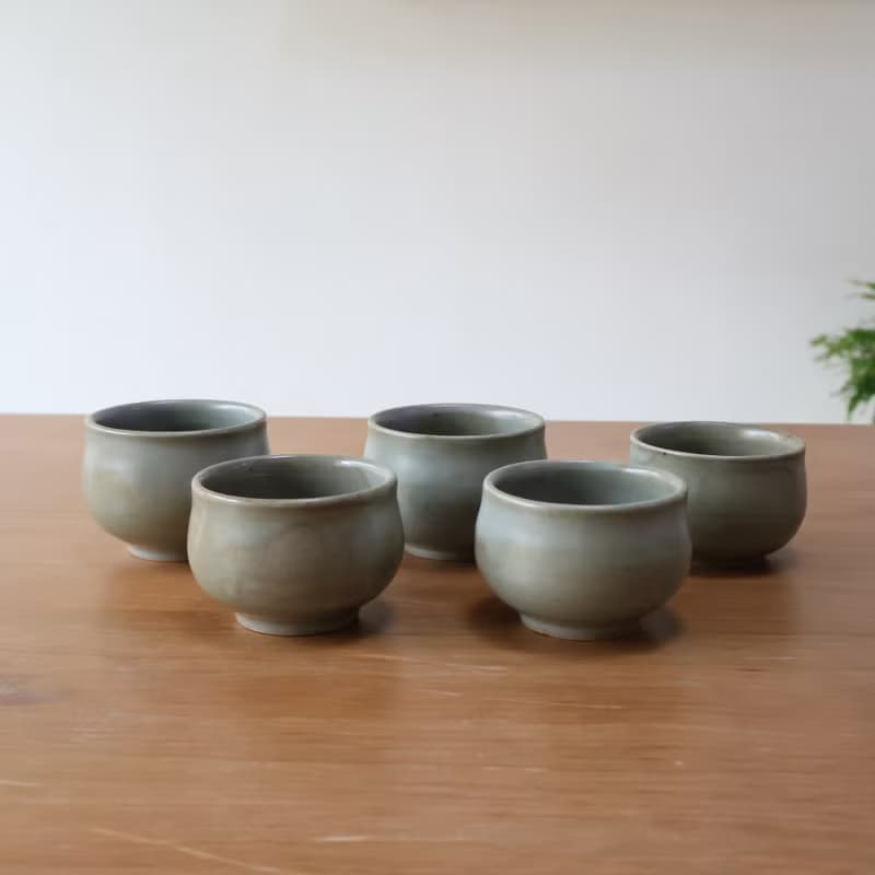 碧玉 柴燒陶大茶杯
