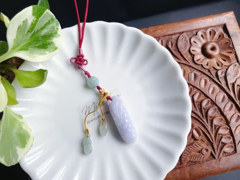 富足 天然緬甸玉翡翠 葡萄 葫蘆 桃子 掛繩 禮物 包掛 長輩