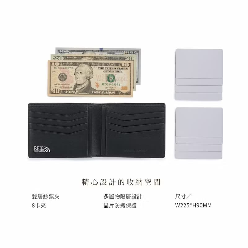 【情人節禮物/24H出貨】短夾/錢包 雙鈔 8卡 薄款皮夾 RFID