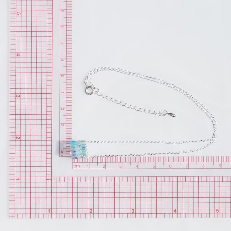 【Special】立方体ガラス(キューブ【ミニ】【舞】)シルバー925チェーンネックレス(アジャスター付属)【受注制作】