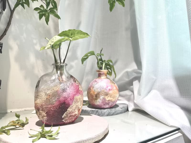 【體驗】柔霧感肌理酒精墨水畫與玻璃花瓶創作 植物 |抽象|零基礎