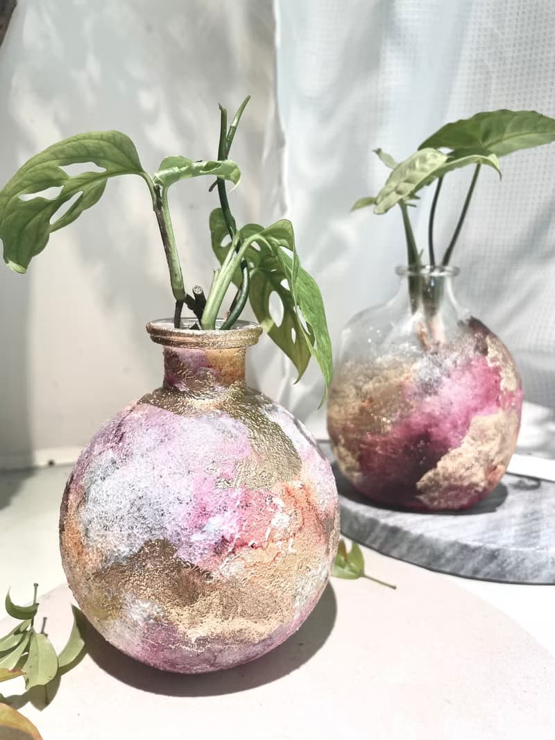 【體驗】柔霧感肌理酒精墨水畫與玻璃花瓶創作 植物 |抽象|零基礎