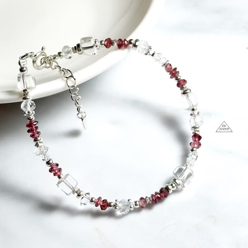 多層次風格-石榴花環-純銀系手鍊