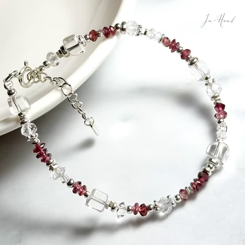 多層次風格-石榴花環-純銀系手鍊