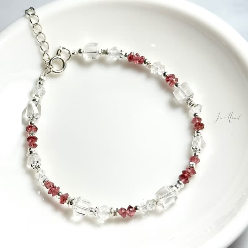 多層次風格-石榴花環-純銀系手鍊