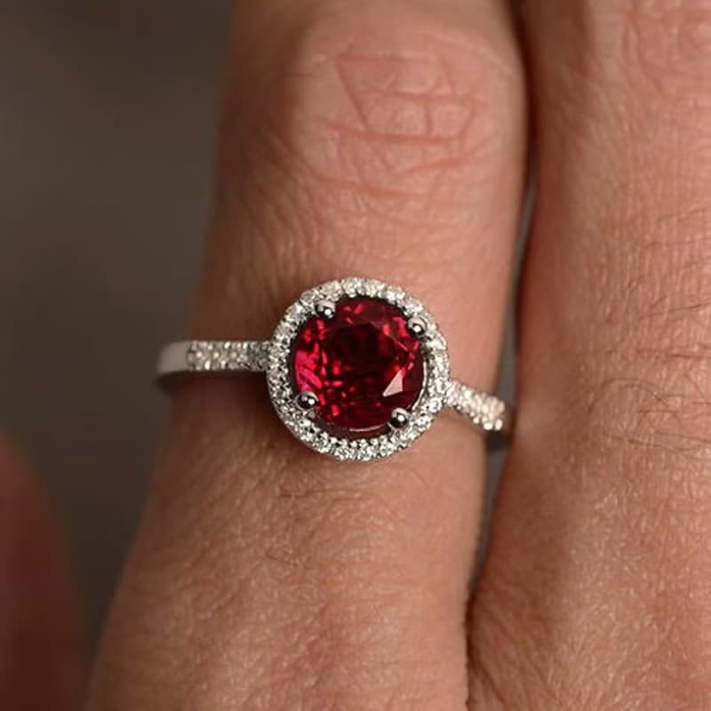 8 mm. Natural ruby ring silver sterling size 7.0 free resize