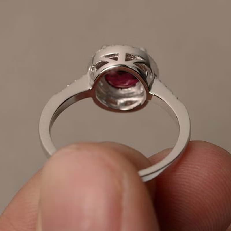 8 mm. Natural ruby ring silver sterling size 7.0 free resize