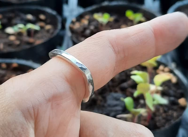 純銀戒, Silver, 中性鎚紋, 御三角戒, 設計師手工款
