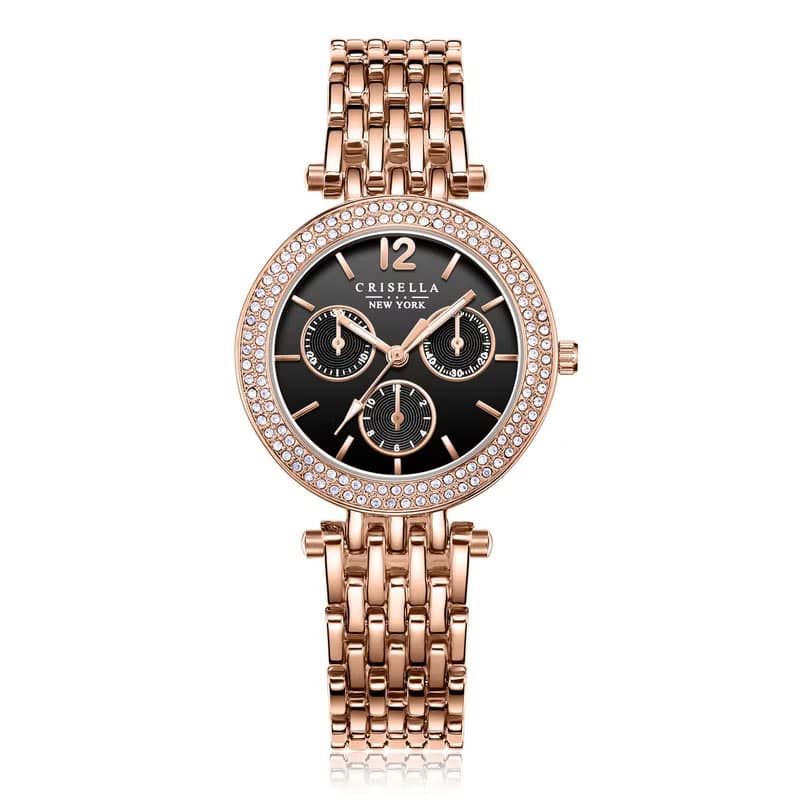 經典閃爍金屬腕錶配閃爍手鏈手鐲套裝