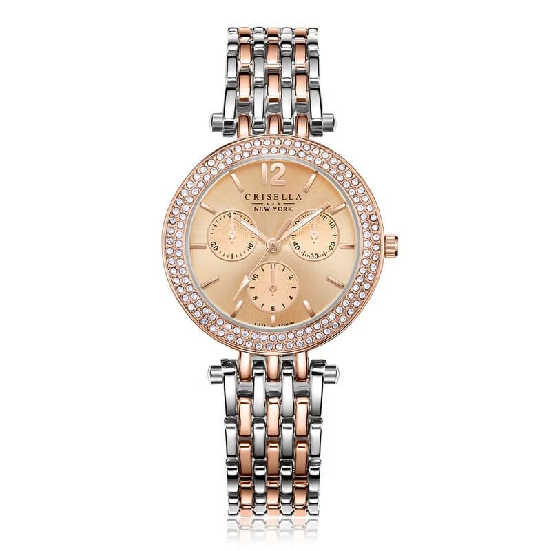 經典閃爍金屬腕錶配閃爍手鏈手鐲套裝