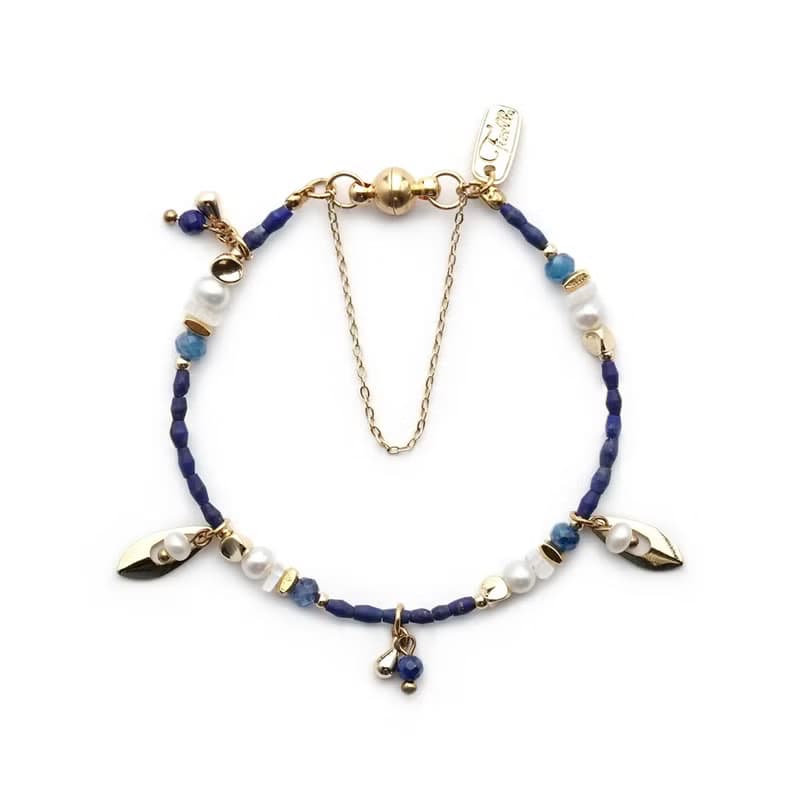 事業 x 青金石 月光石 藍晶石 珍珠【黑種草 • 無盡的思念】手鍊