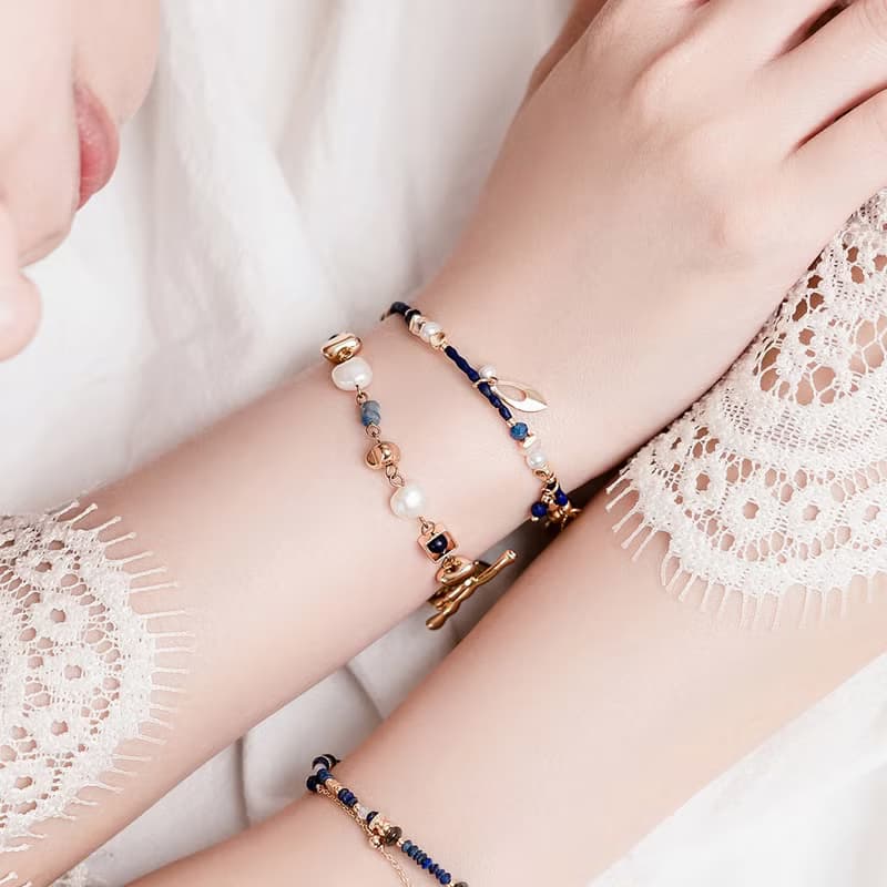 事業 x 青金石 月光石 藍晶石 珍珠【黑種草 • 無盡的思念】手鍊