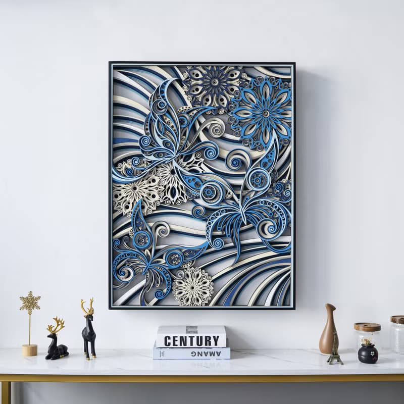 蝶戀花|現代簡約客廳背景牆裝飾畫玄關走廊掛畫3d立體畫