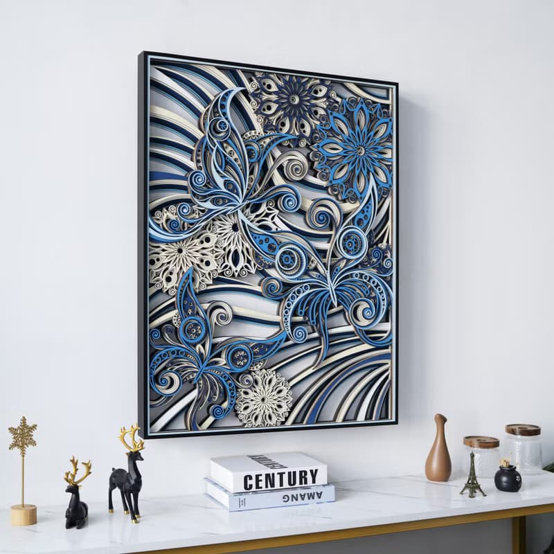 蝶戀花|現代簡約客廳背景牆裝飾畫玄關走廊掛畫3d立體畫