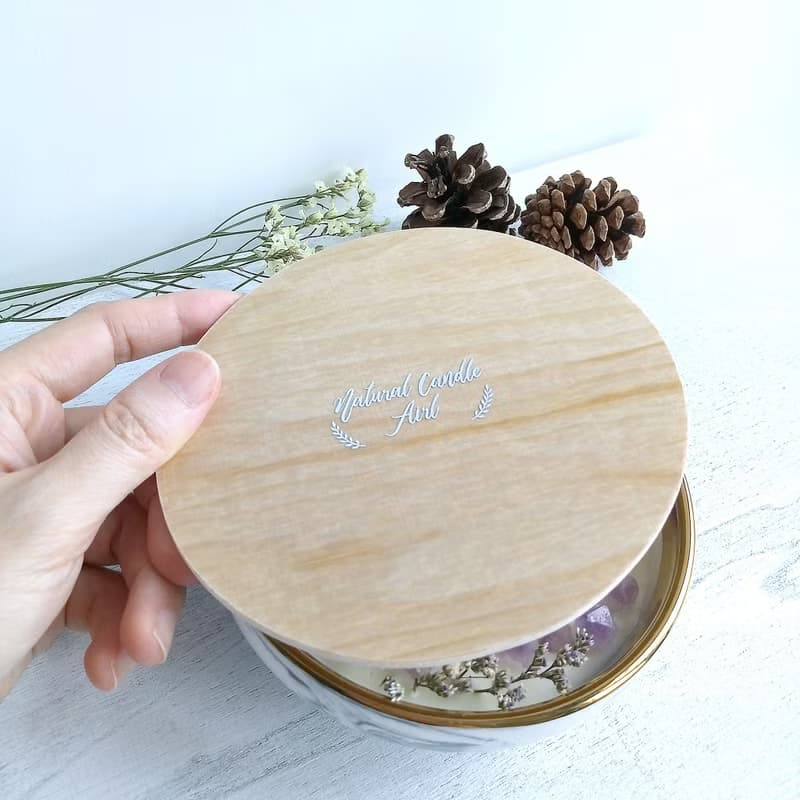 獨家 - 紫水晶 大理石碗 50g / 250g 大豆蠟香氛蠟燭 晶石乾燥花