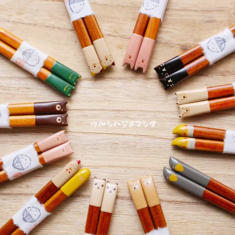 日本製動物漆器筷子(白貓)