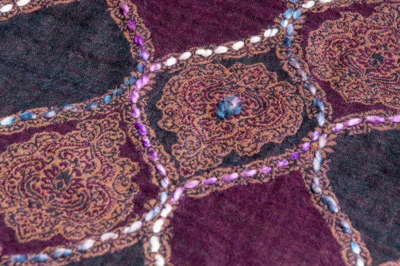 喀什米爾Cashmere/水煮羊毛披肩/針織圍巾/刺繡圍巾/羊絨披巾-花