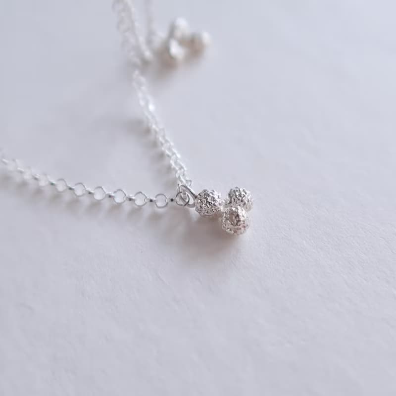 森林系 925純銀 三杉 迷你圓果 項鍊 鎖骨鍊 長鍊 免費送禮包裝