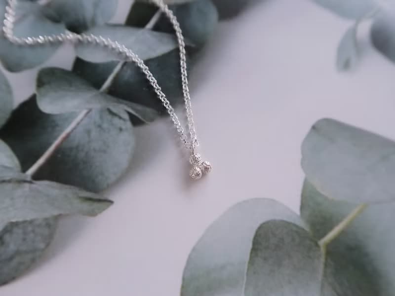 森林系 925純銀 三杉 迷你圓果 項鍊 鎖骨鍊 長鍊 免費送禮包裝