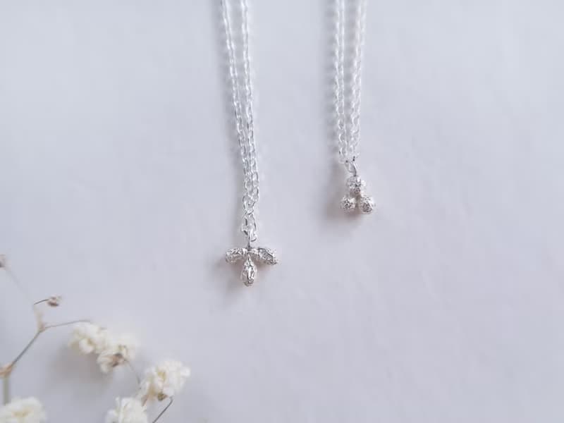 森林系 925純銀 三杉 迷你圓果 項鍊 鎖骨鍊 長鍊 免費送禮包裝